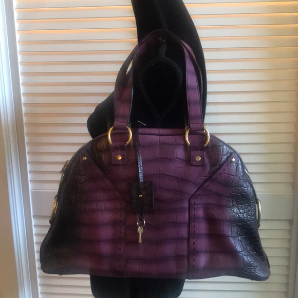 1K Reduced! Exclusive Authentic YSL Muse. Croc Purple /Violet Òmbre Shoulder Bag - Picture 3 of 15
